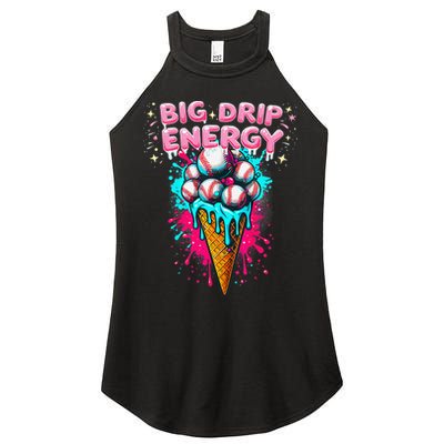 Big Drip Energy Ice Cream Baseball Funny Summer Vibes Women's Perfect Tri Rocker Tank