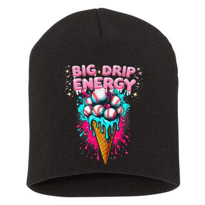 Big Drip Energy Ice Cream Baseball Funny Summer Vibes Short Acrylic Beanie