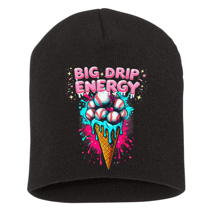 Big Drip Energy Ice Cream Baseball Funny Summer Vibes Short Acrylic Beanie