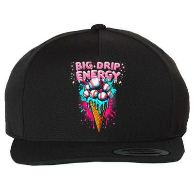 Big Drip Energy Ice Cream Baseball Funny Summer Vibes Wool Snapback Cap