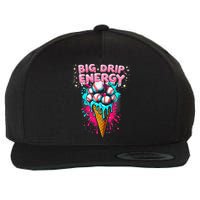 Big Drip Energy Ice Cream Baseball Funny Summer Vibes Wool Snapback Cap
