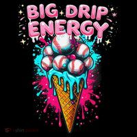 Big Drip Energy Ice Cream Baseball Funny Summer Vibes Kids T-Shirt