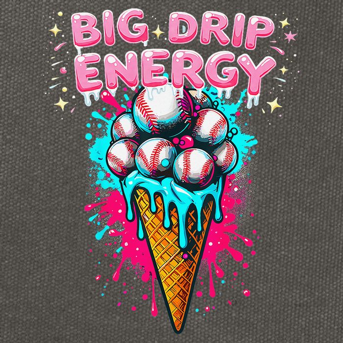Big Drip Energy Ice Cream Baseball Funny Summer Vibes Cotton Canvas Backpack