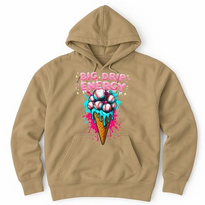 Big Drip Energy Ice Cream Baseball Funny Summer Vibes Hoodie