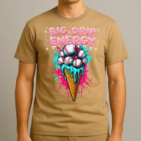 Big Drip Energy Ice Cream Baseball Funny Summer Vibes T-Shirt
