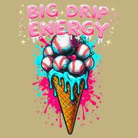 Big Drip Energy Ice Cream Baseball Funny Summer Vibes Button
