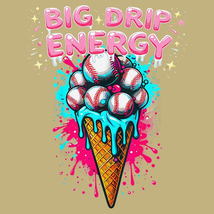 Big Drip Energy Ice Cream Baseball Funny Summer Vibes Button