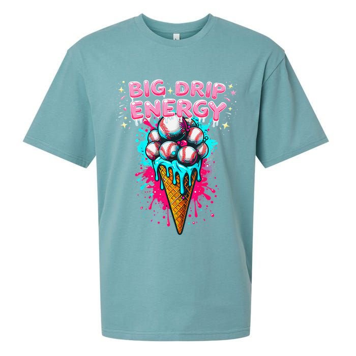 Big Drip Energy Ice Cream Baseball Funny Summer Vibes Sueded Cloud Jersey T-Shirt