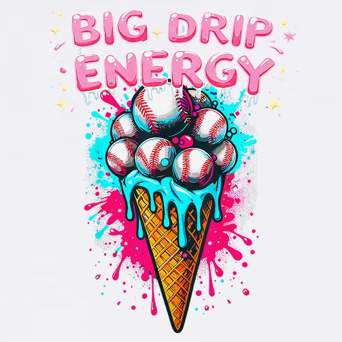 Big Drip Energy Ice Cream Baseball Funny Summer Vibes Garment-Dyed Sweatshirt