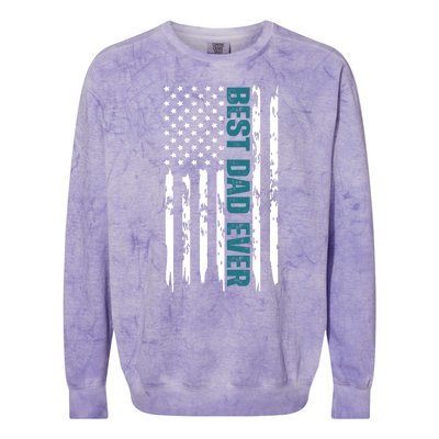 Best Dad Ever American Flag Colorblast Crewneck Sweatshirt