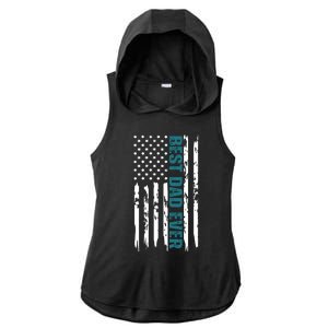 Best Dad Ever American Flag Ladies PosiCharge Tri-Blend Wicking Draft Hoodie Tank