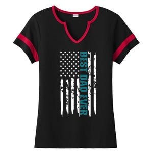 Best Dad Ever American Flag Ladies Halftime Notch Neck Tee