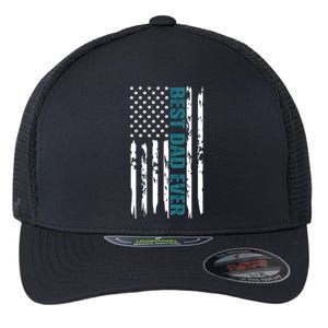 Best Dad Ever American Flag Flexfit Unipanel Trucker Cap