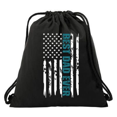 Best Dad Ever American Flag Drawstring Bag