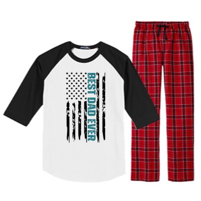 Best Dad Ever American Flag Raglan Sleeve Pajama Set