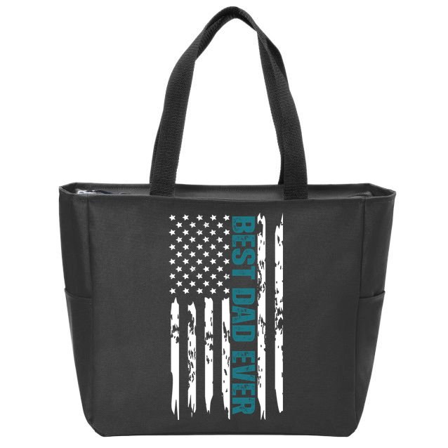 Best Dad Ever American Flag Zip Tote Bag