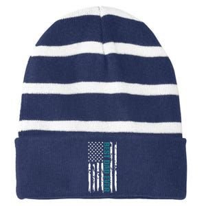 Best Dad Ever American Flag Striped Beanie with Solid Band