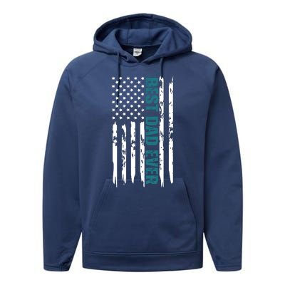 Best Dad Ever American Flag Performance Fleece Hoodie