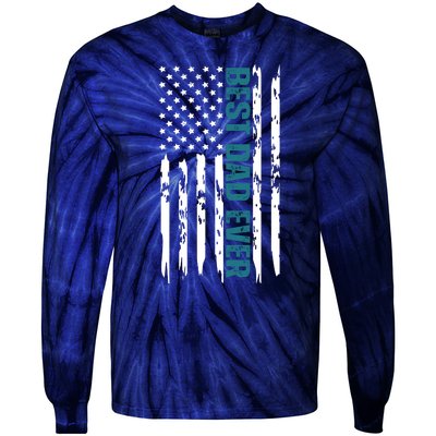 Best Dad Ever American Flag Tie-Dye Long Sleeve Shirt