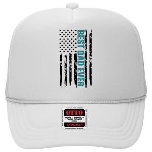 Best Dad Ever American Flag High Crown Mesh Back Trucker Hat