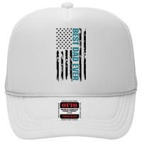 Best Dad Ever American Flag High Crown Mesh Back Trucker Hat