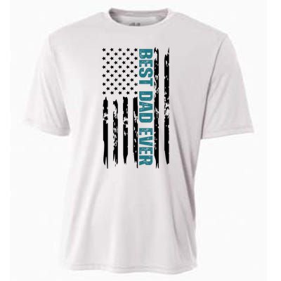 Best Dad Ever American Flag Cooling Performance Crew T-Shirt