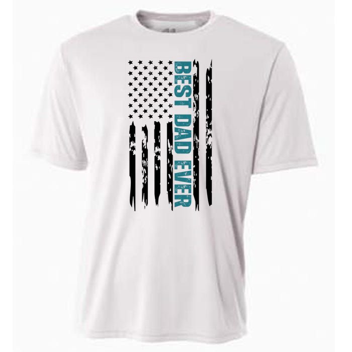 Best Dad Ever American Flag Cooling Performance Crew T-Shirt