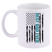 Best Dad Ever American Flag 11oz C Handle Ceramic Mug