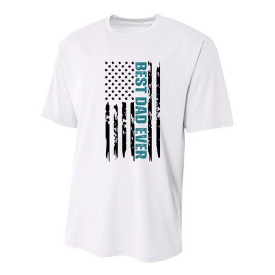 Best Dad Ever American Flag Youth Performance Sprint T-Shirt