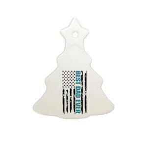 Best Dad Ever American Flag Ceramic Tree Ornament