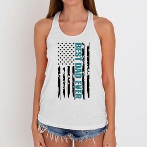 Best Dad Ever American Flag Women's Knotted Racerback Tank