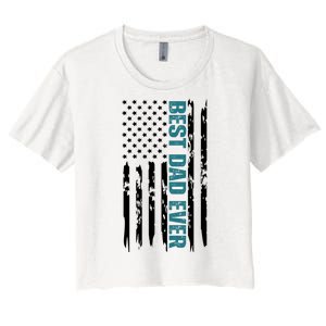 Best Dad Ever American Flag Women's Crop Top Tee