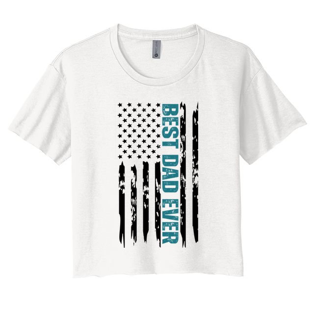 Best Dad Ever American Flag Crop Top