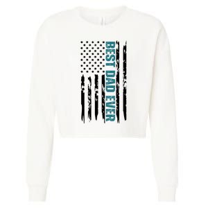 Best Dad Ever American Flag Cropped Pullover Crew