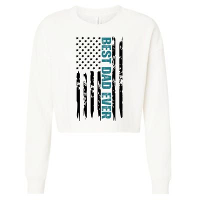Best Dad Ever American Flag Cropped Pullover Crew