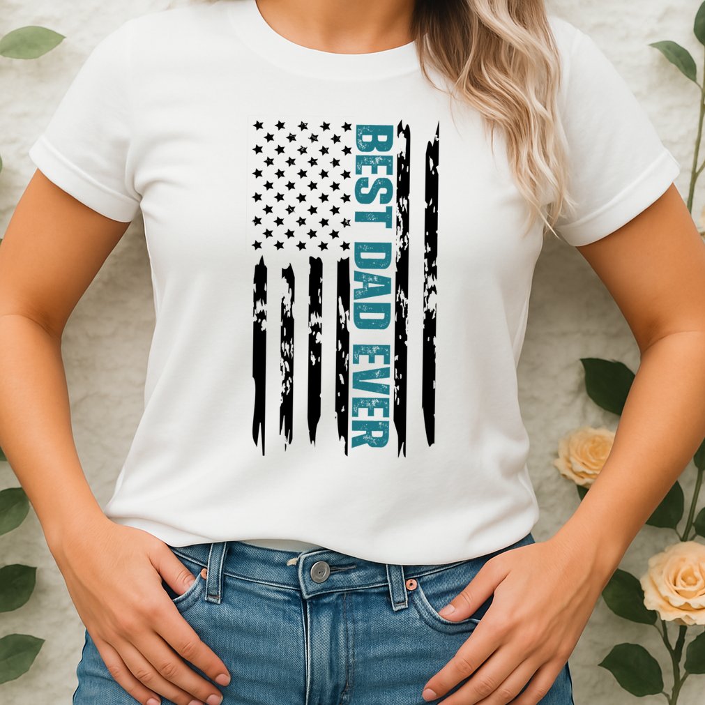 Best Dad Ever American Flag Womens T-Shirt