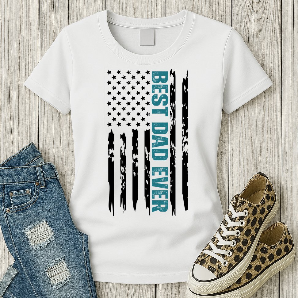 Best Dad Ever American Flag Womens T-Shirt