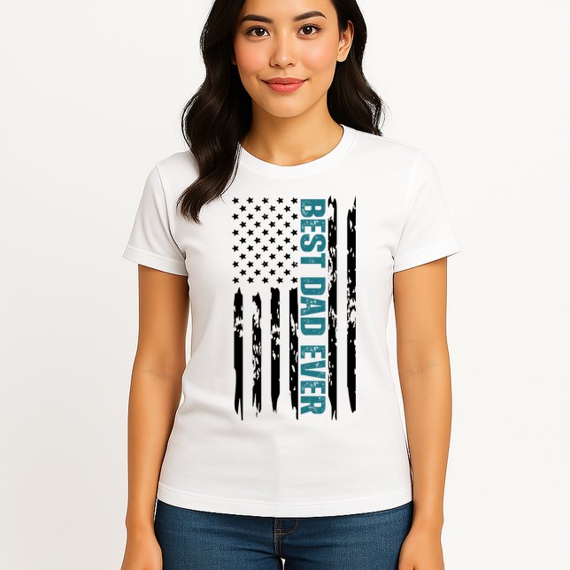 Best Dad Ever American Flag Womens T-Shirt