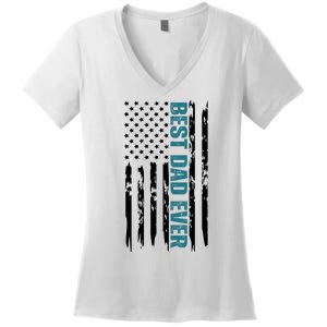 Best Dad Ever American Flag Women's V-Neck T-Shirt