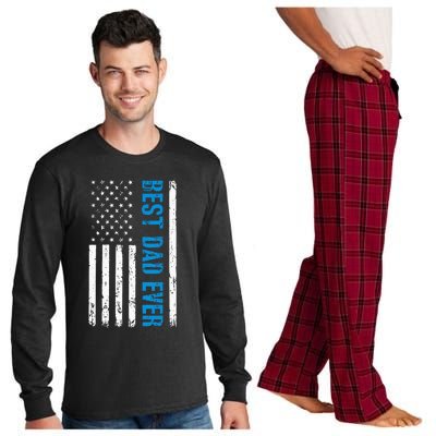 Best Dad Ever With US Flag American Fathers Day Long Sleeve Pajama Set