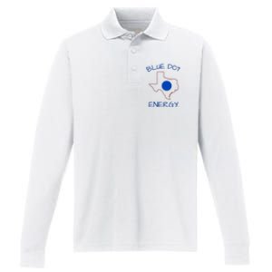 Blue Dot Energy Democrat Texas Vote Blue 2024 Performance Long Sleeve Polo