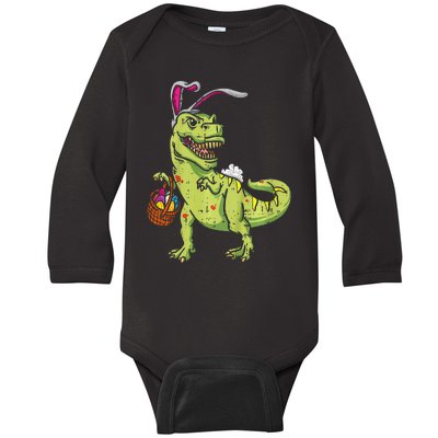 Bunny Dinosaur Easter Day Cute TRex Egg Hunter Baby Long Sleeve Bodysuit