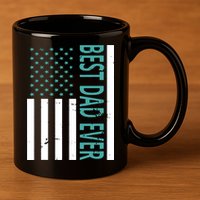 Best Dad Ever USA Flag 11oz C Handle Ceramic Mug