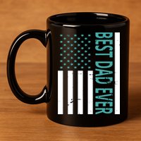 Best Dad Ever USA Flag 11oz C Handle Ceramic Mug