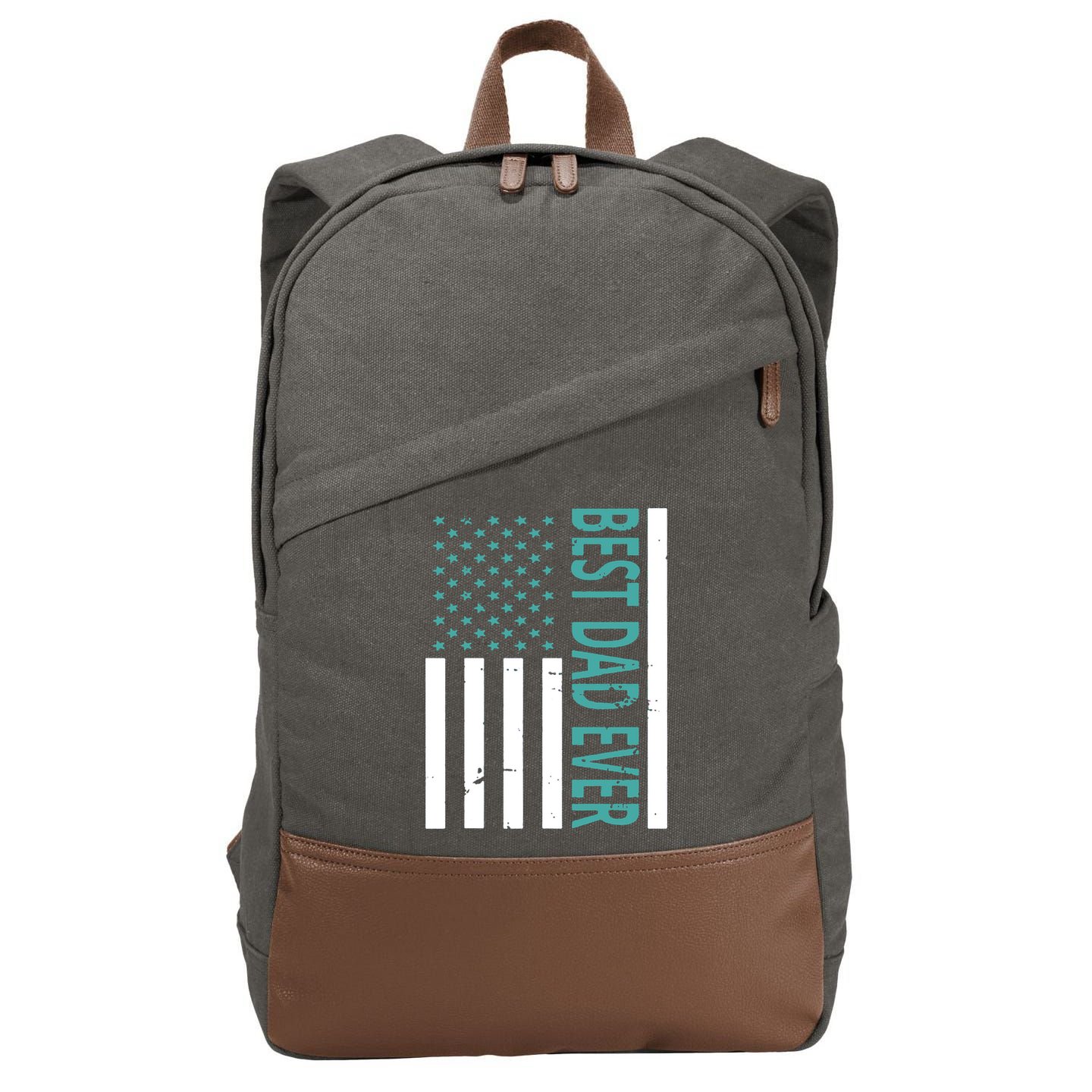 Best Dad Ever USA Flag Cotton Canvas Backpack