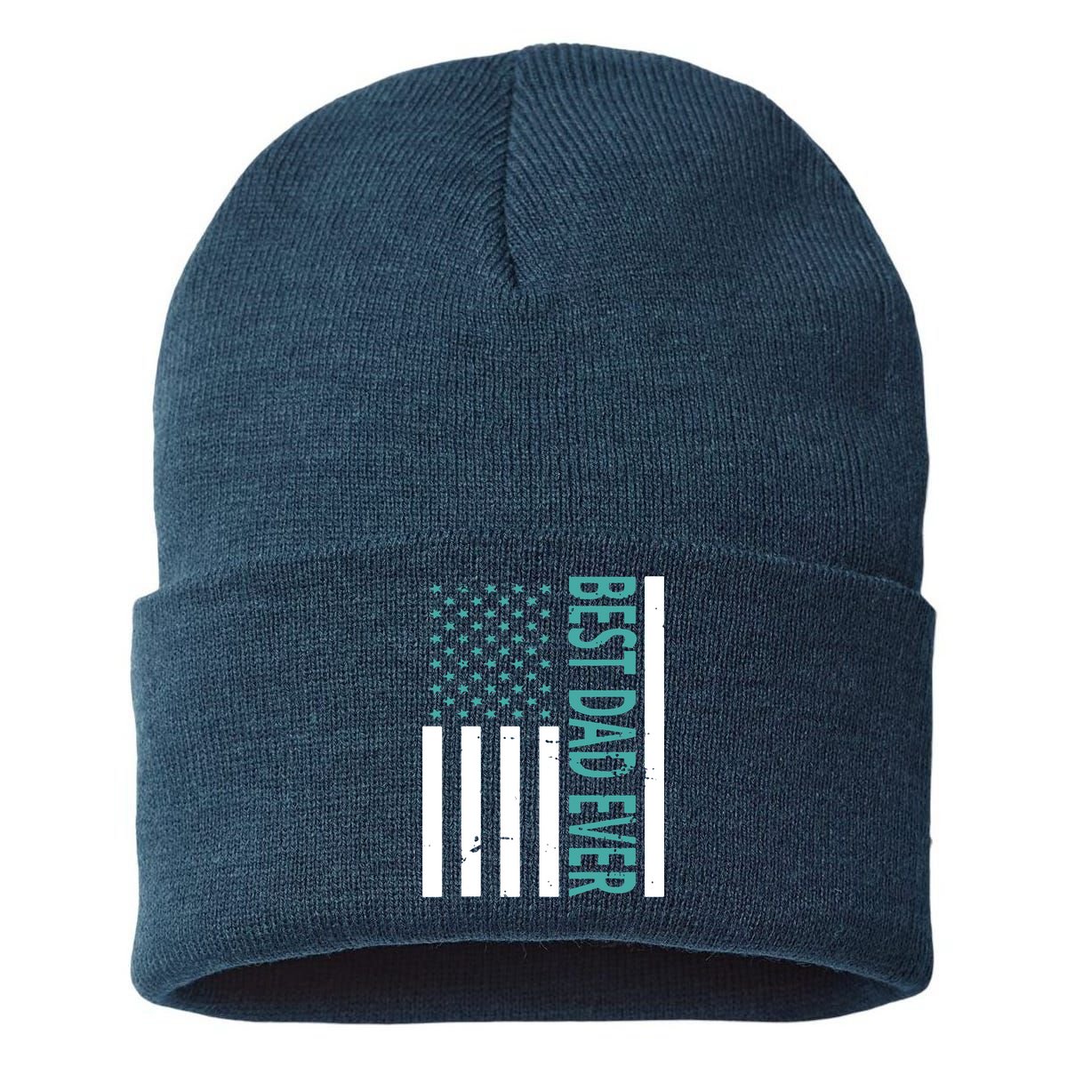 Best Dad Ever USA Flag Sustainable Knit Beanie