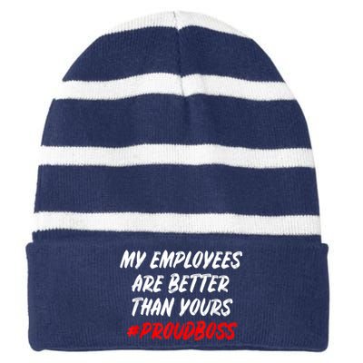 Boss Day Employee Appreciation Office Gift Striped Beanie with Solid Band