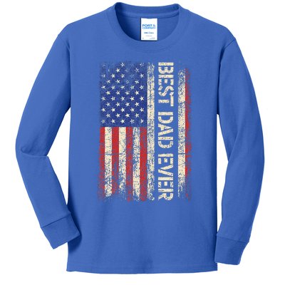 Best Dad Ever US American Flag Gifts For Fathers Day Kids Long Sleeve Shirt