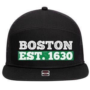 Boston Distressed Est. 1630 7 Panel Mesh Trucker Snapback Hat