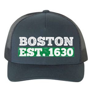 Boston Distressed Est. 1630 Yupoong Adult 5-Panel Trucker Hat